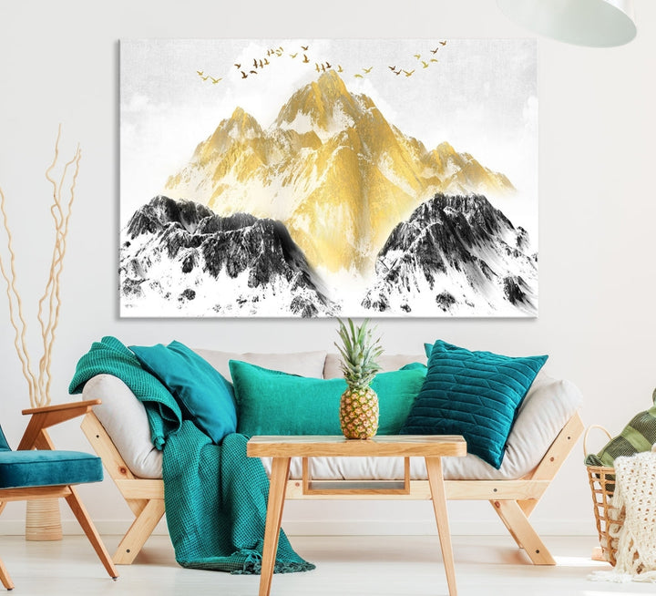 Abstract Mountain Wall Art Print, Landscape Painting Set of , Large Canvas Print, Nature Wall Art, Modern Living Room Decor