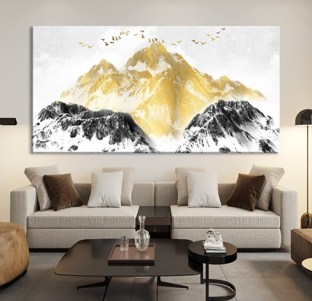 Abstract Mountain Wall Art Print, Landscape Painting Set of , Large Canvas Print, Nature Wall Art, Modern Living Room Decor