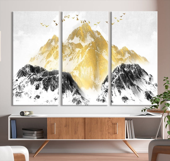 Abstract Mountain Wall Art Print, Landscape Painting Set of , Large Canvas Print, Nature Wall Art, Modern Living Room Decor