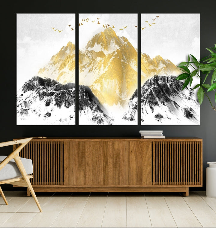 Abstract Mountain Wall Art Print, Landscape Painting Set of , Large Canvas Print, Nature Wall Art, Modern Living Room Decor