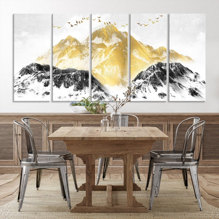 Abstract Mountain Wall Art Print, Landscape Painting Set of , Large Canvas Print, Nature Wall Art, Modern Living Room Decor