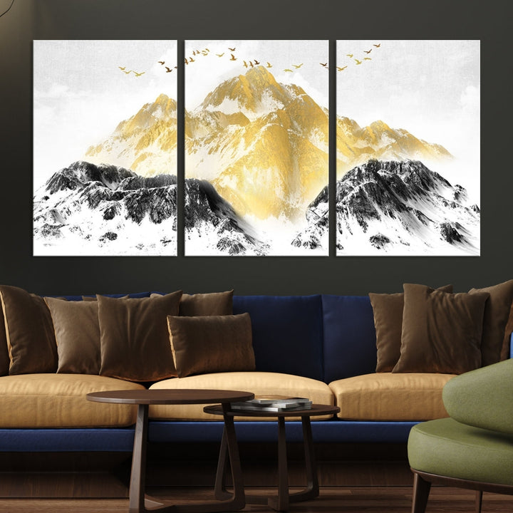 Abstract Mountain Wall Art Print, Landscape Painting Set of , Large Canvas Print, Nature Wall Art, Modern Living Room Decor