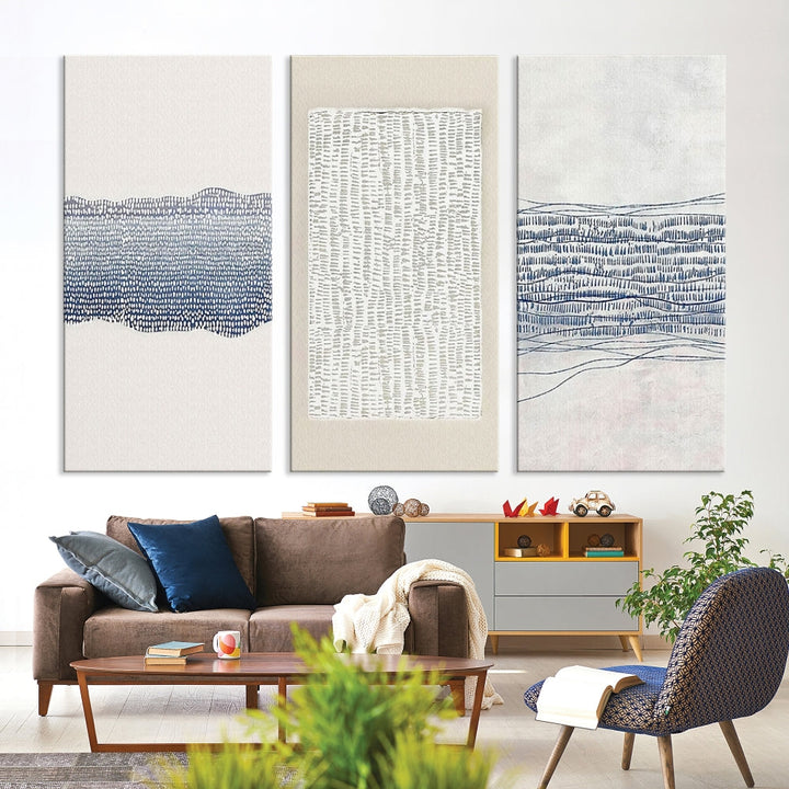 Abstract Neutral Wall Art Print, Extra Large Bohemian Wall Decor, Boho Painting, Blue Beige Artwork for Walls