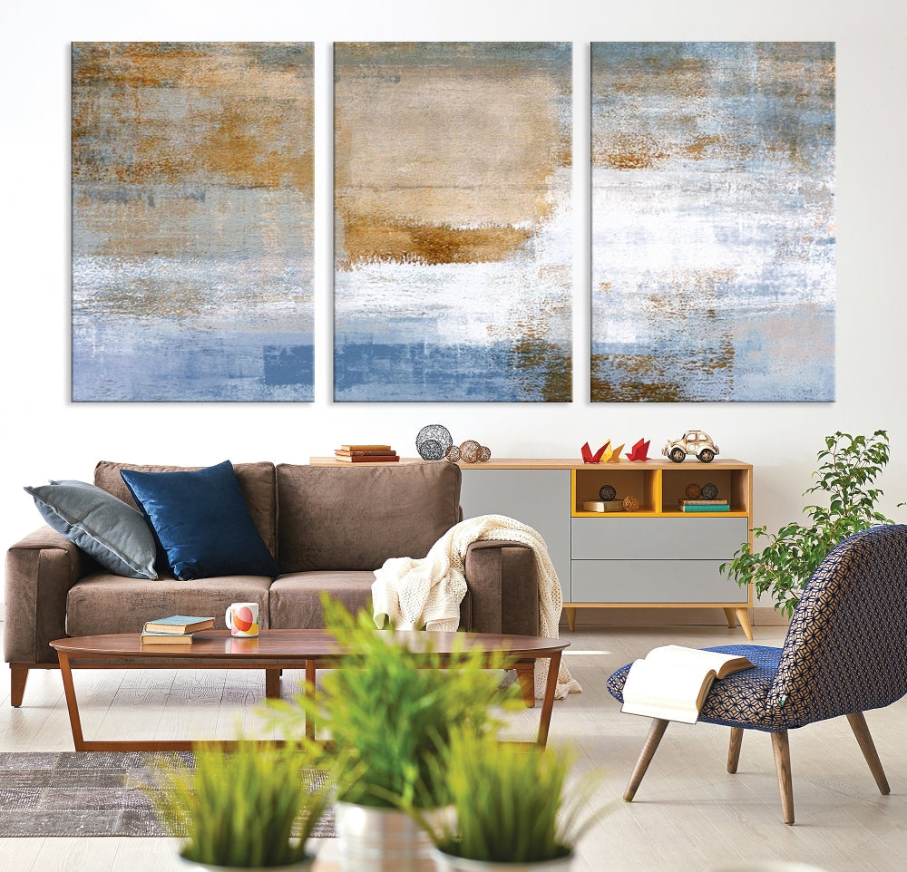 Abstract Neutral Wall Decor, Boho Canvas Wall Art Print, Kitchen Living Room Wall Art, Framed