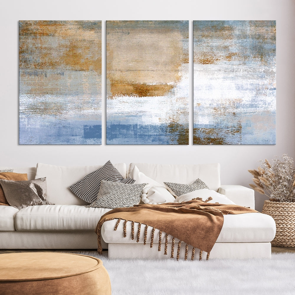 Abstract Neutral Wall Decor, Boho Canvas Wall Art Print, Kitchen Living Room Wall Art, Framed