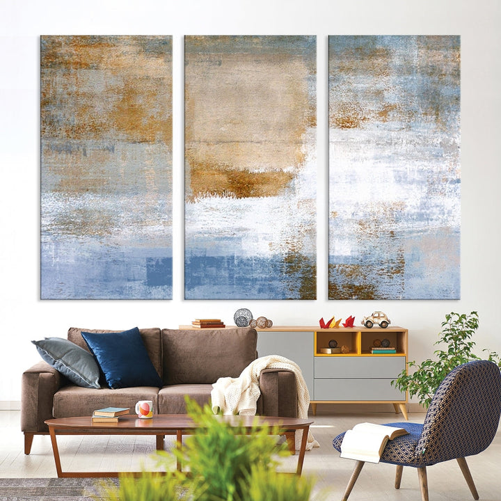 Abstract Neutral Wall Decor, Boho Canvas Wall Art Print, Kitchen Living Room Wall Art, Framed