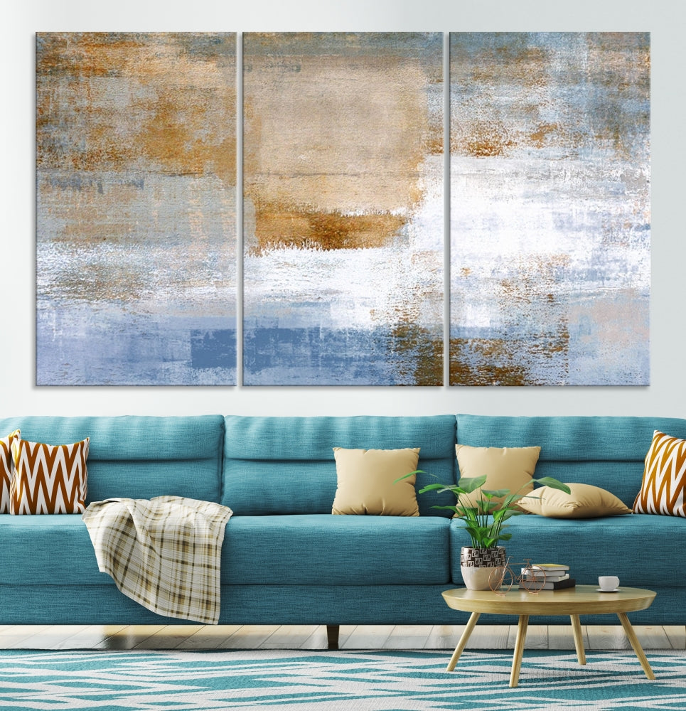 Abstract Neutral Wall Decor, Boho Canvas Wall Art Print, Kitchen Living Room Wall Art, Framed