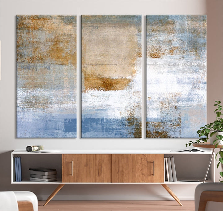 Abstract Neutral Wall Decor, Boho Canvas Wall Art Print, Kitchen Living Room Wall Art, Framed