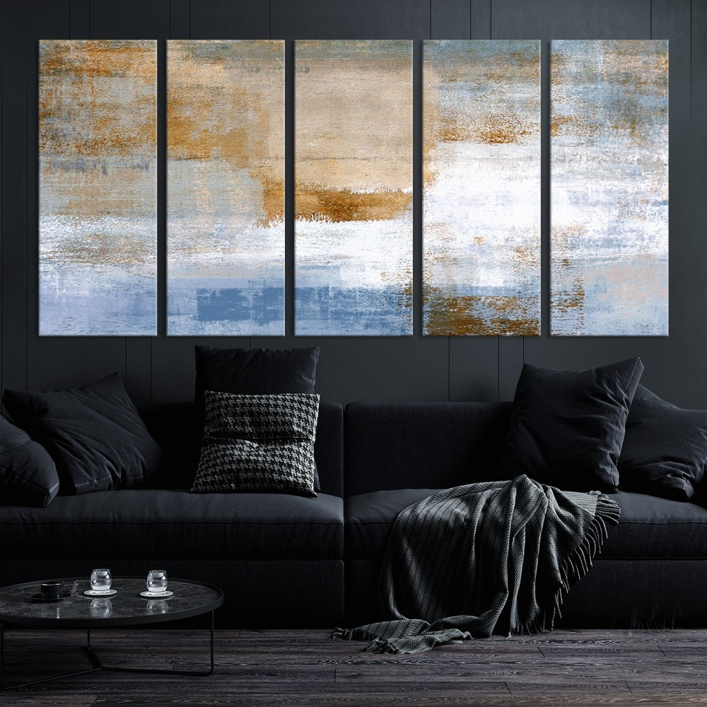 Abstract Neutral Wall Decor, Boho Canvas Wall Art Print, Kitchen Living Room Wall Art, Framed