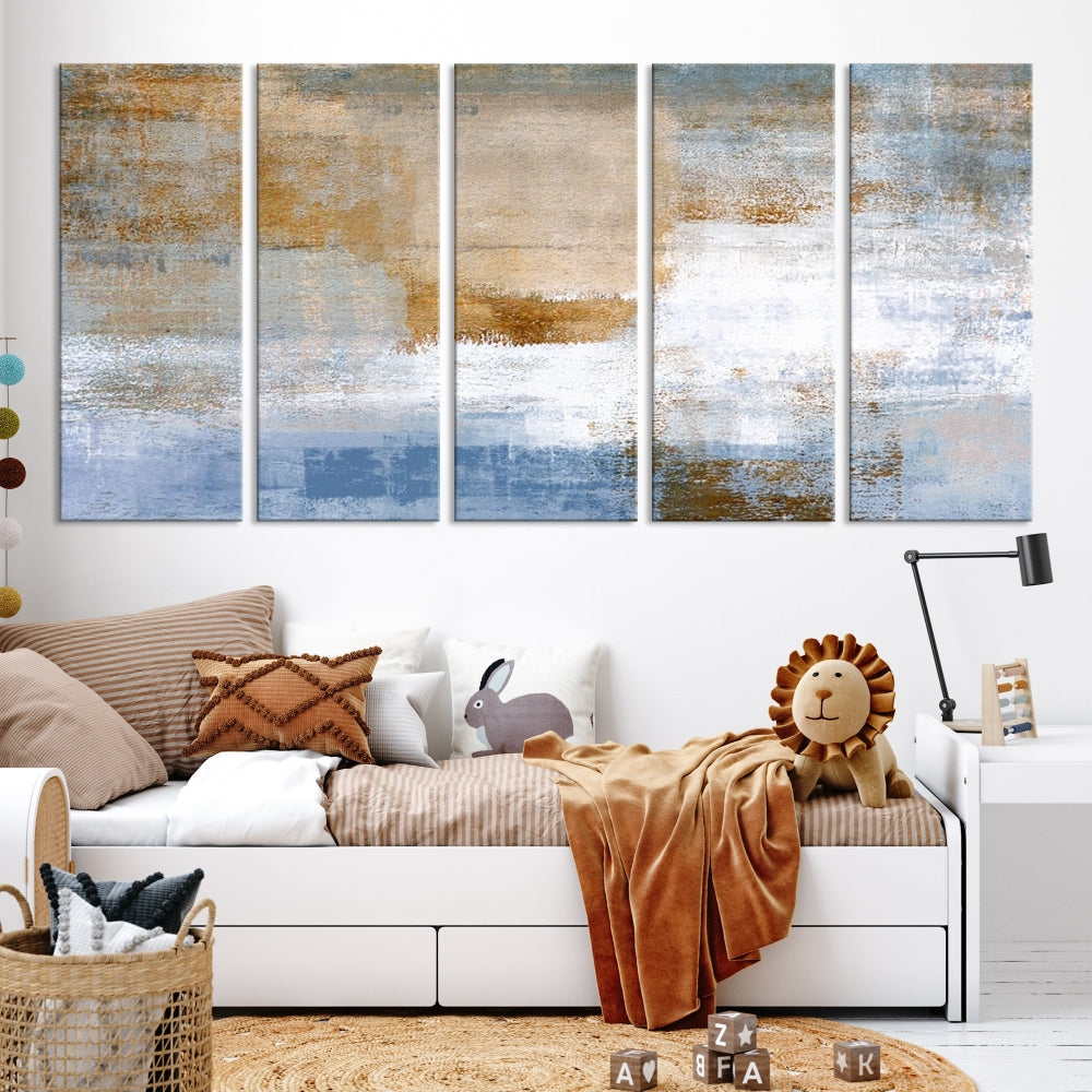 Abstract Neutral Wall Decor, Boho Canvas Wall Art Print, Kitchen Living Room Wall Art, Framed