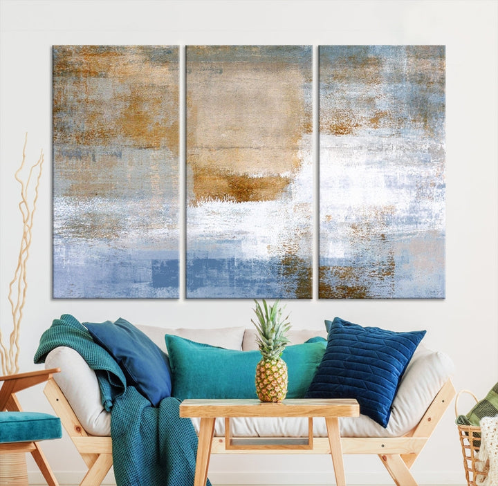 Abstract Neutral Wall Decor, Boho Canvas Wall Art Print, Kitchen Living Room Wall Art, Framed