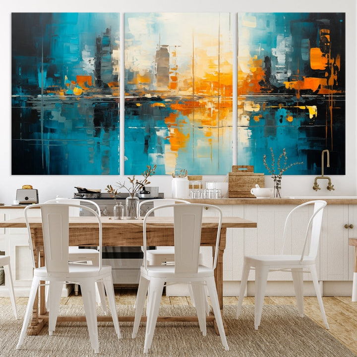 Abstract New York Skyline Wall Art Cityscape Canvas Print Framed Modern Living Room Office Decor