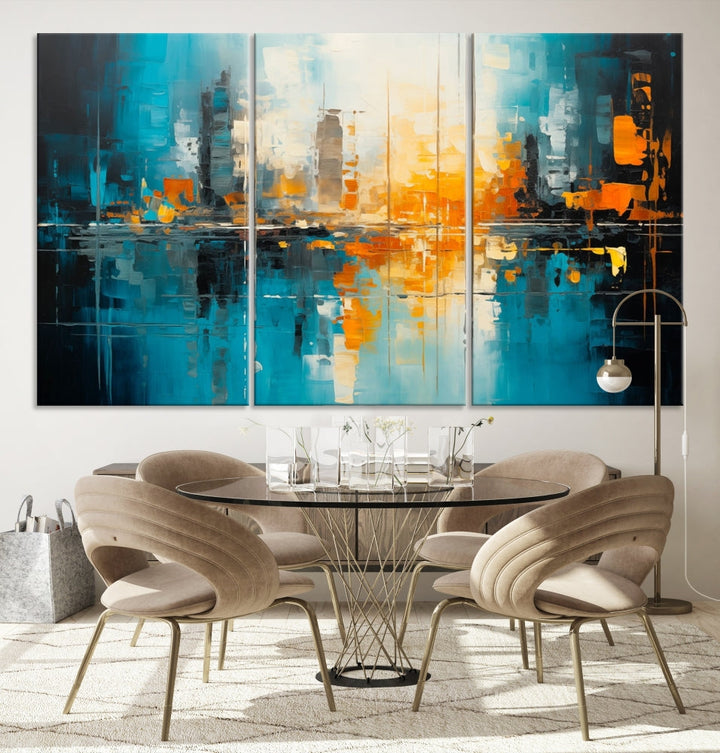 Abstract New York Skyline Wall Art Cityscape Canvas Print Framed Modern Living Room Office Decor