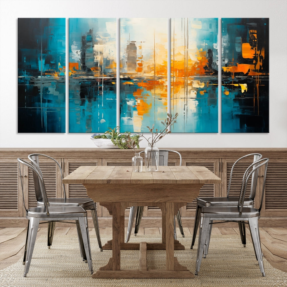 Abstract New York Skyline Wall Art Cityscape Canvas Print Framed Modern Living Room Office Decor