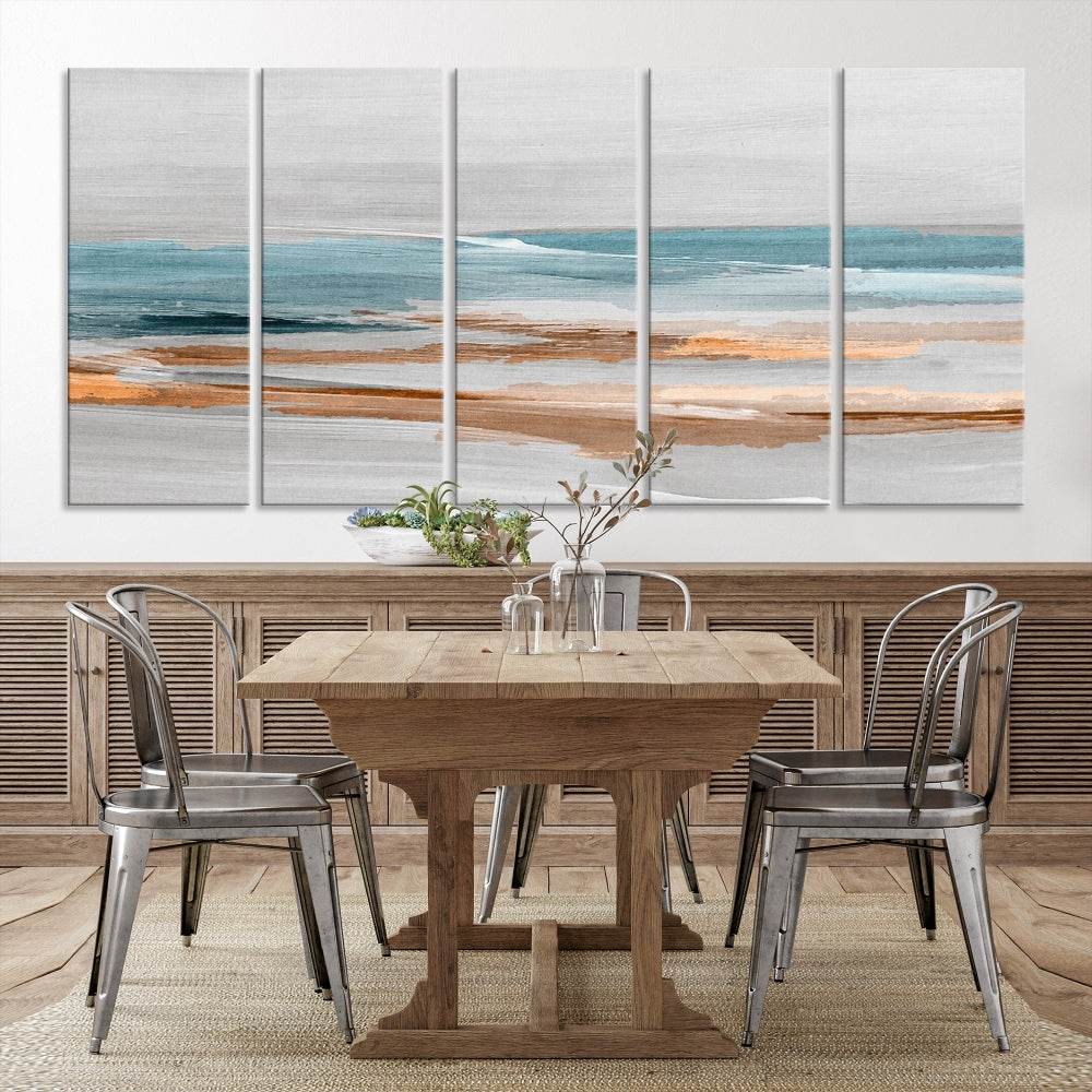 Abstract Ocean Painting, Large Canvas Wall Art, Beach Landscape Wall Art, Coastal Artwork