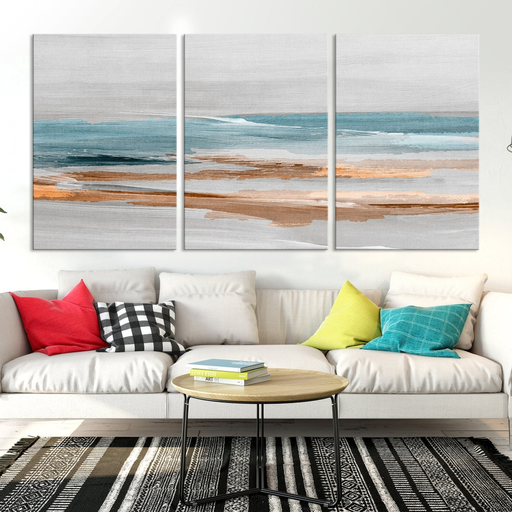 Abstract Ocean Painting, Large Canvas Wall Art, Beach Landscape Wall Art, Coastal Artwork