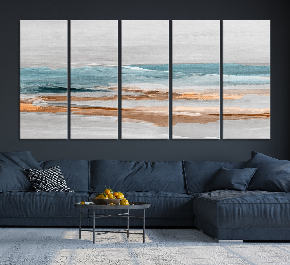 Abstract Ocean Painting, Large Canvas Wall Art, Beach Landscape Wall Art, Coastal Artwork