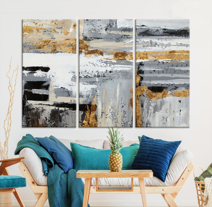 Abstract Painting Canvas Wall Art Print Paint Drip Art Framed Ready to Hang