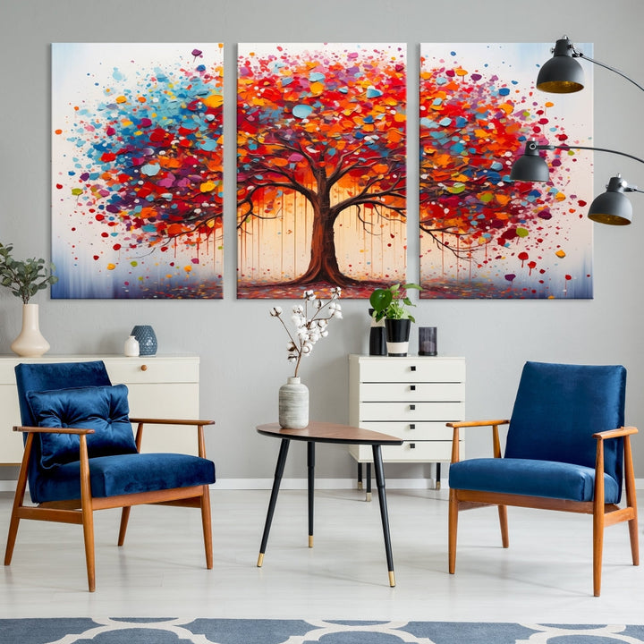 Abstract Painting of Tree Canvas Artwork for Room Decor Framed Wall Art Print