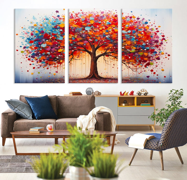 Abstract Painting of Tree Canvas Artwork for Room Decor Framed Wall Art Print