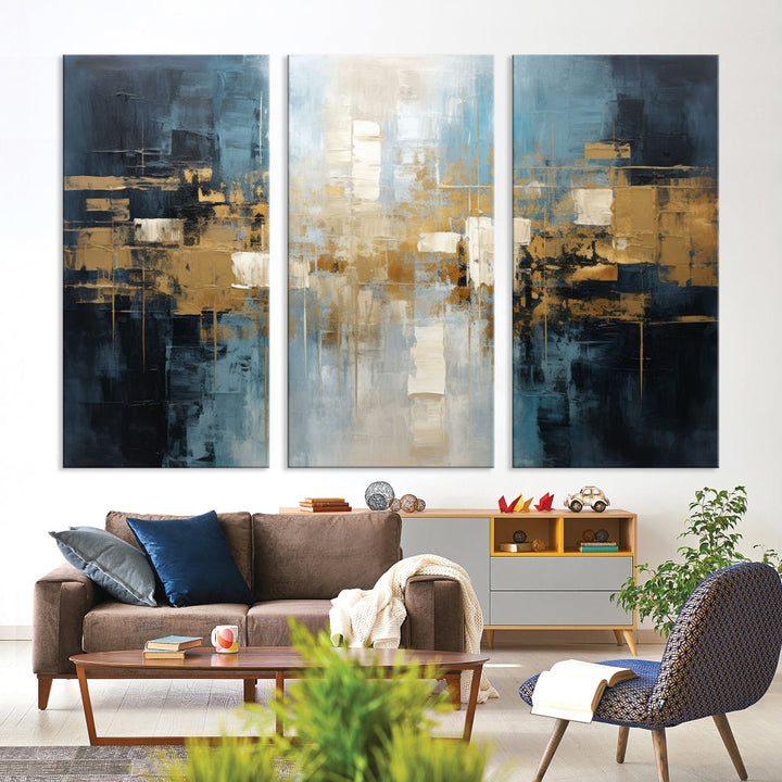 Abstract Shapes Modern Canvas Wall Decor, Vibrant Painting, Set of Wall Art Print, Abstract Illustration Art for Living Room