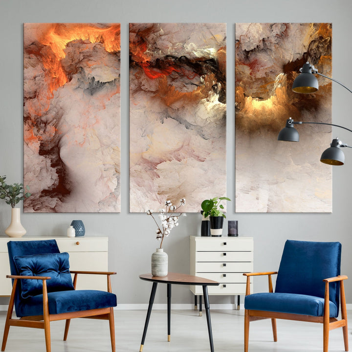 Abstract Smokes Extra Large Canvas Wall Art Print Modern Gray Artwork