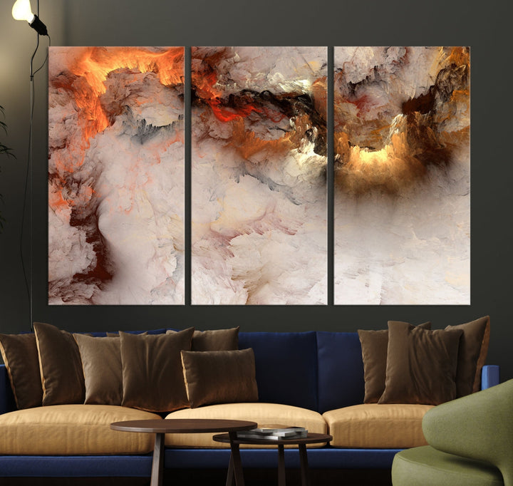 Abstract Smokes Extra Large Canvas Wall Art Print Modern Gray Artwork