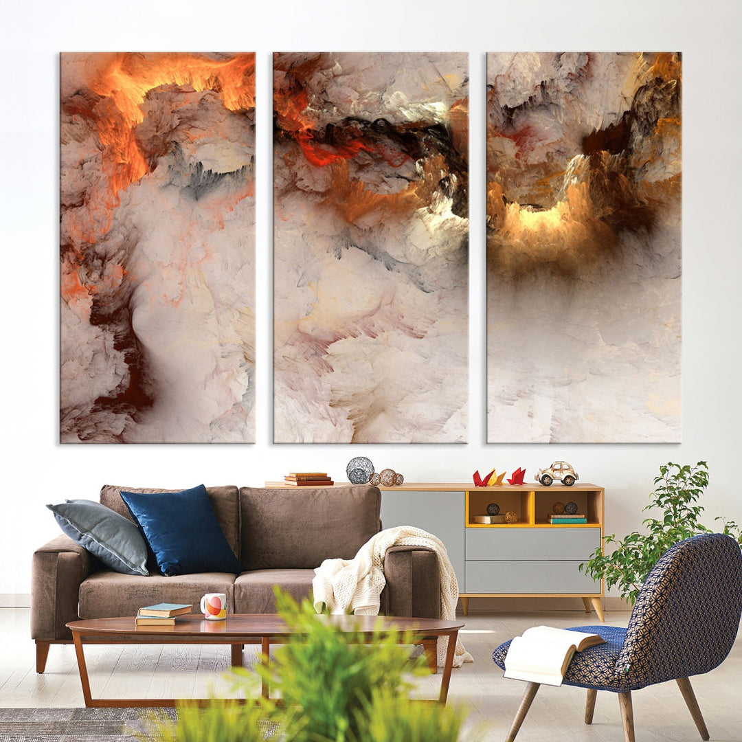 Abstract Smokes Extra Large Canvas Wall Art Print Modern Gray Artwork