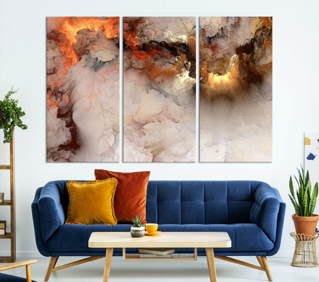 Abstract Smokes Extra Large Canvas Wall Art Print Modern Gray Artwork