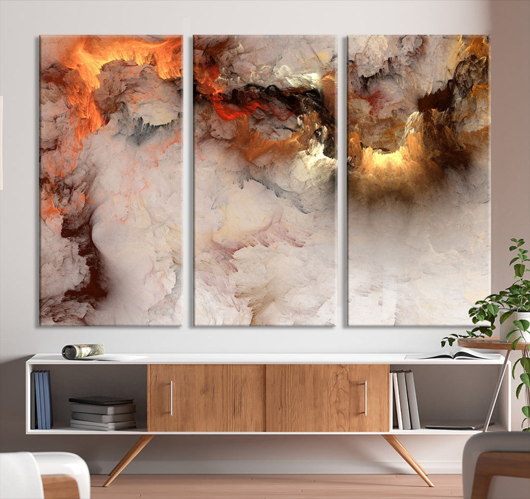 Abstract Smokes Extra Large Canvas Wall Art Print Modern Gray Artwork