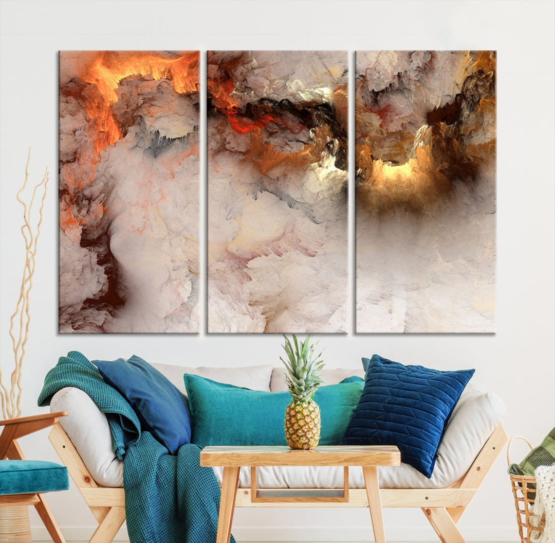 Abstract Smokes Extra Large Canvas Wall Art Print Modern Gray Artwork