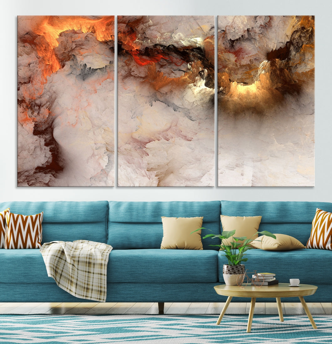 Abstract Smokes Extra Large Canvas Wall Art Print Modern Gray Artwork