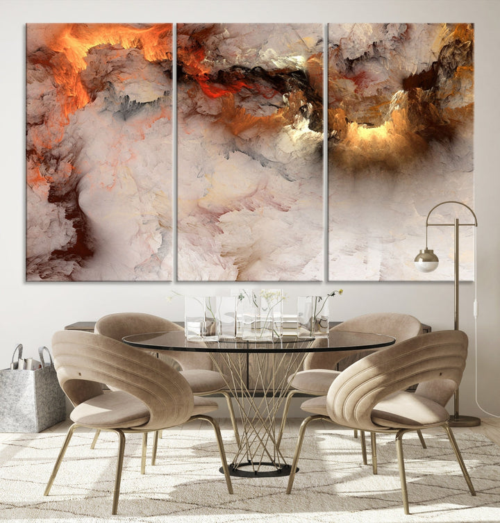 Abstract Smokes Extra Large Canvas Wall Art Print Modern Gray Artwork