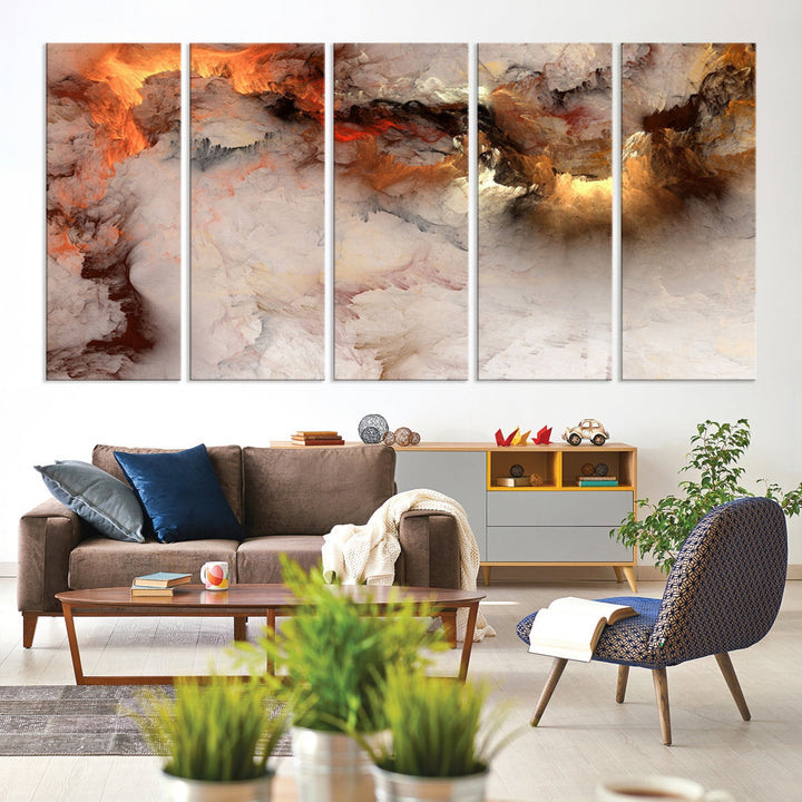 Abstract Smokes Extra Large Canvas Wall Art Print Modern Gray Artwork