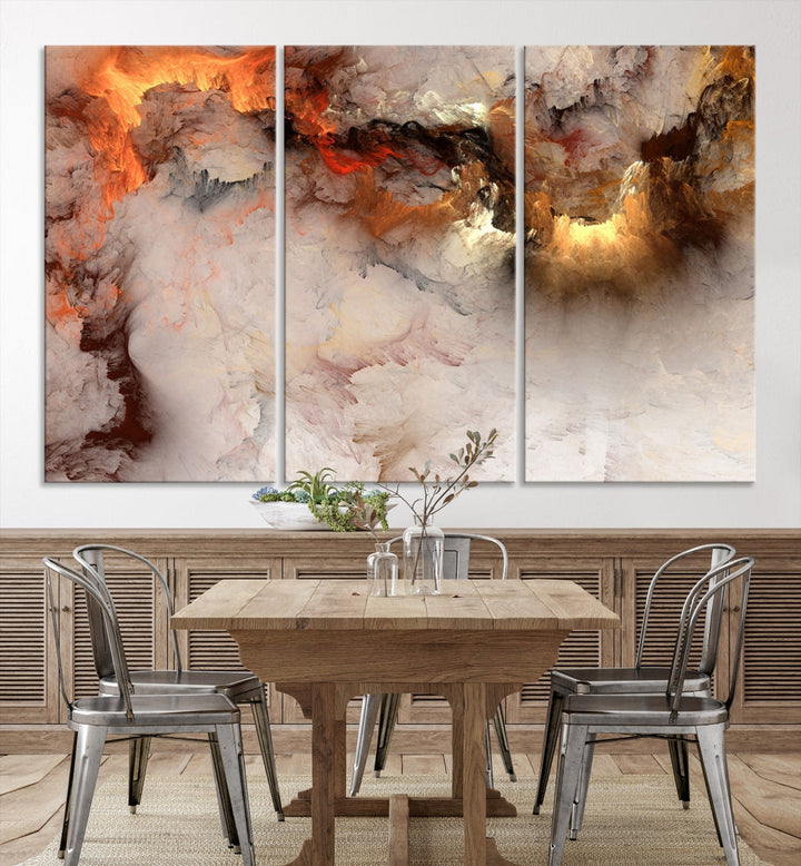 Abstract Smokes Extra Large Canvas Wall Art Print Modern Gray Artwork