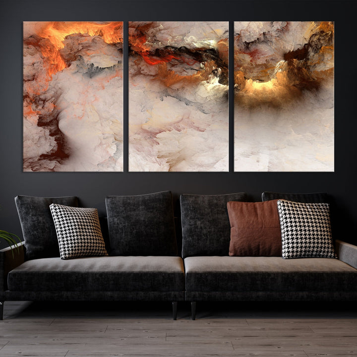 Abstract Smokes Extra Large Canvas Wall Art Print Modern Gray Artwork