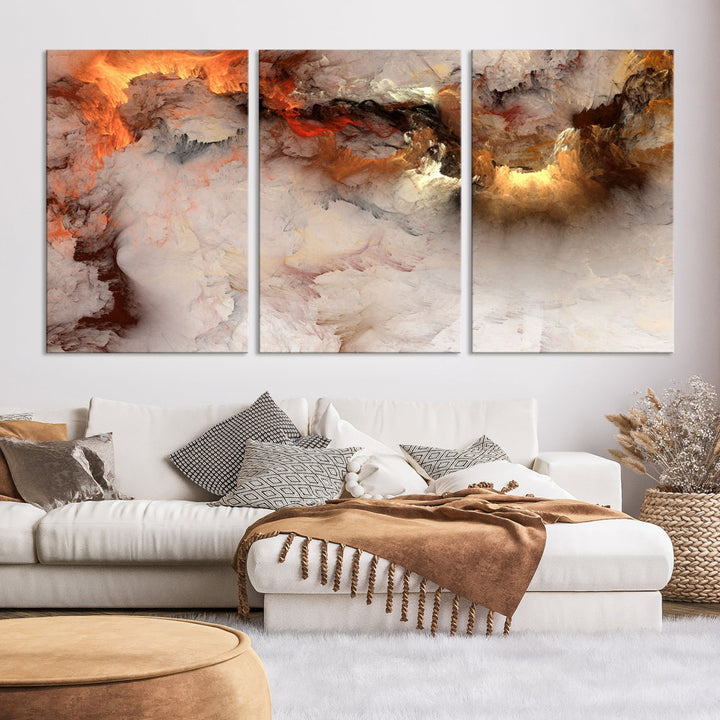 Abstract Smokes Extra Large Canvas Wall Art Print Modern Gray Artwork