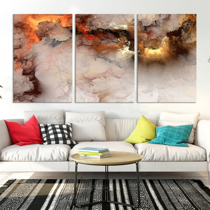 Abstract Smokes Extra Large Canvas Wall Art Print Modern Gray Artwork