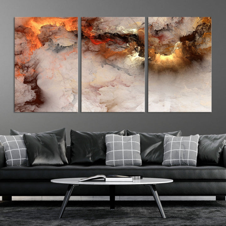 Abstract Smokes Extra Large Canvas Wall Art Print Modern Gray Artwork