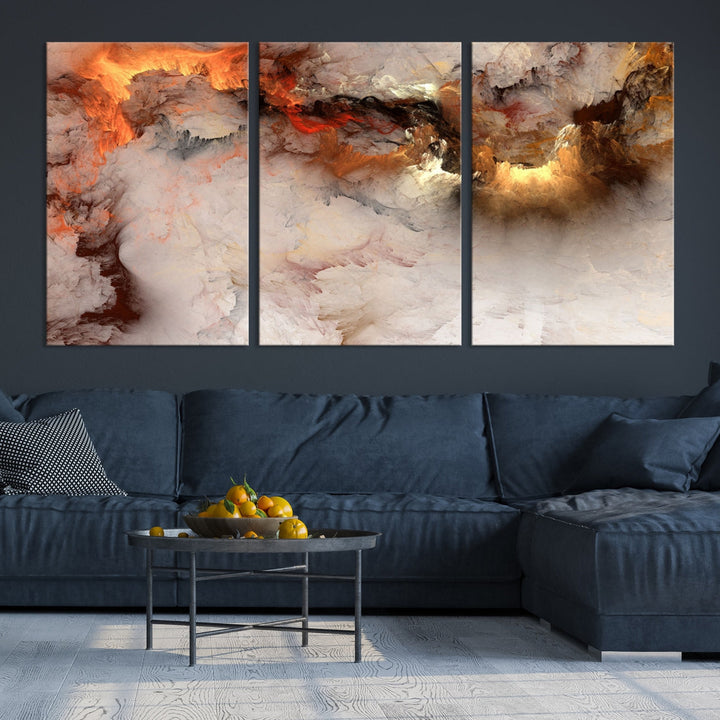 Abstract Smokes Extra Large Canvas Wall Art Print Modern Gray Artwork