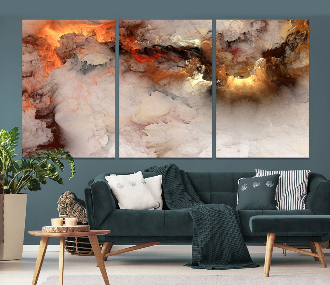 Abstract Smokes Extra Large Canvas Wall Art Print Modern Gray Artwork