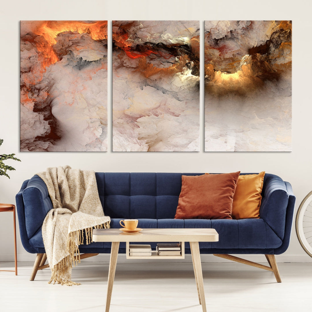 Abstract Smokes Extra Large Canvas Wall Art Print Modern Gray Artwork