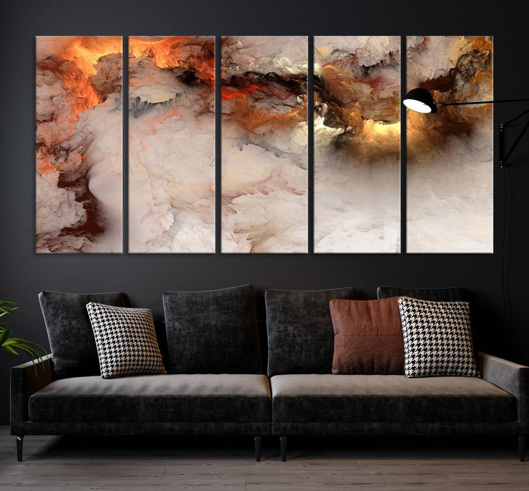 Abstract Smokes Extra Large Canvas Wall Art Print Modern Gray Artwork