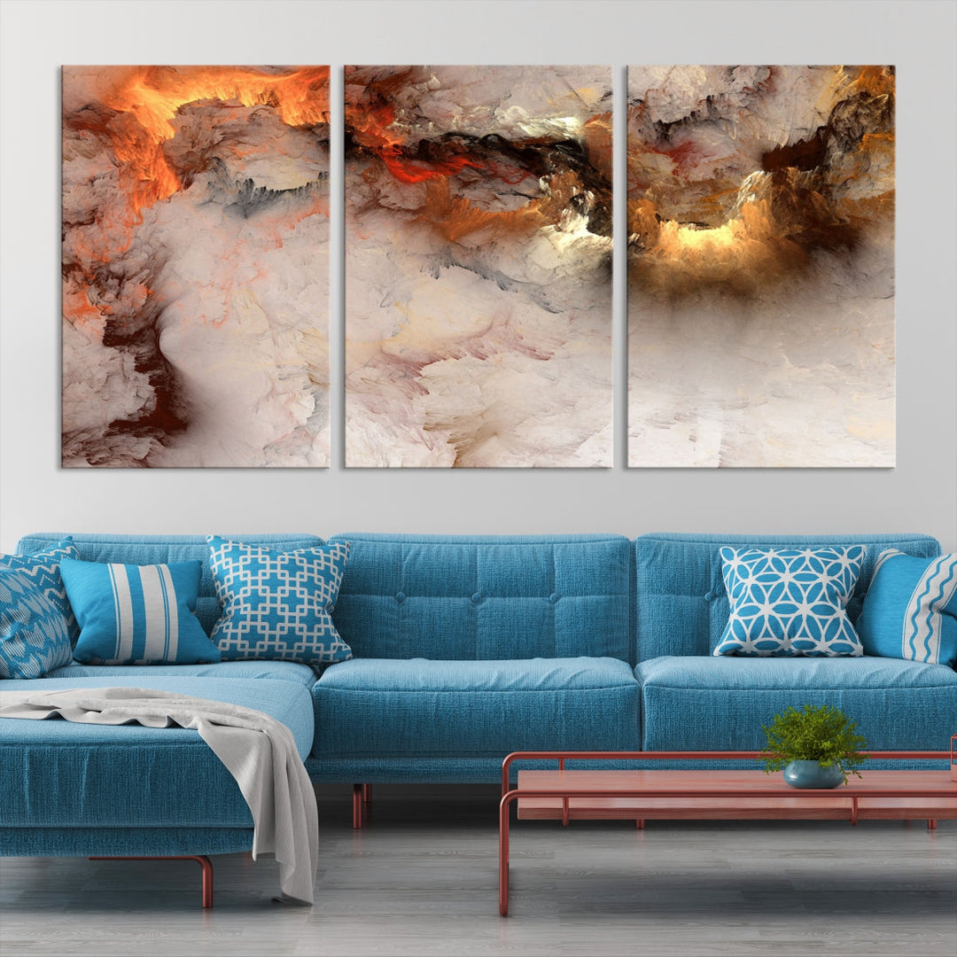 Abstract Smokes Extra Large Canvas Wall Art Print Modern Gray Artwork