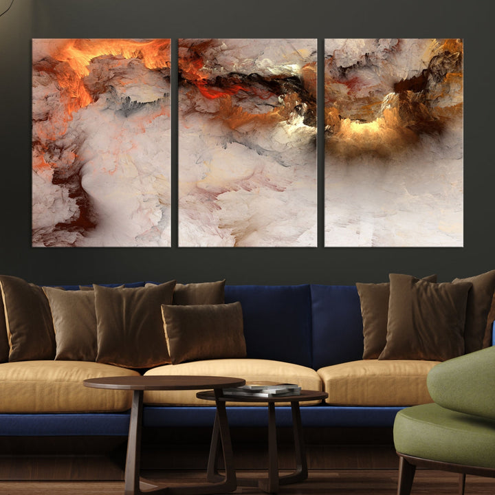 Abstract Smokes Extra Large Canvas Wall Art Print Modern Gray Artwork