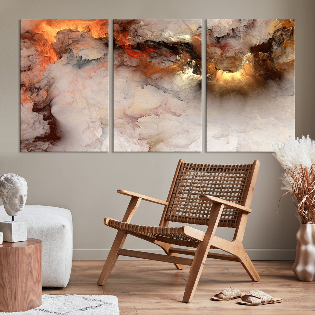 Abstract Smokes Extra Large Canvas Wall Art Print Modern Gray Artwork