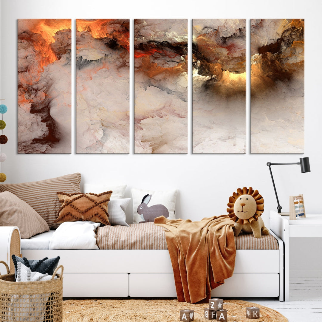 Abstract Smokes Extra Large Canvas Wall Art Print Modern Gray Artwork