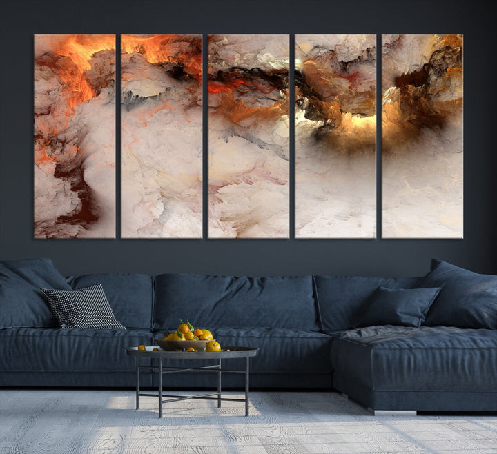 Abstract Smokes Extra Large Canvas Wall Art Print Modern Gray Artwork