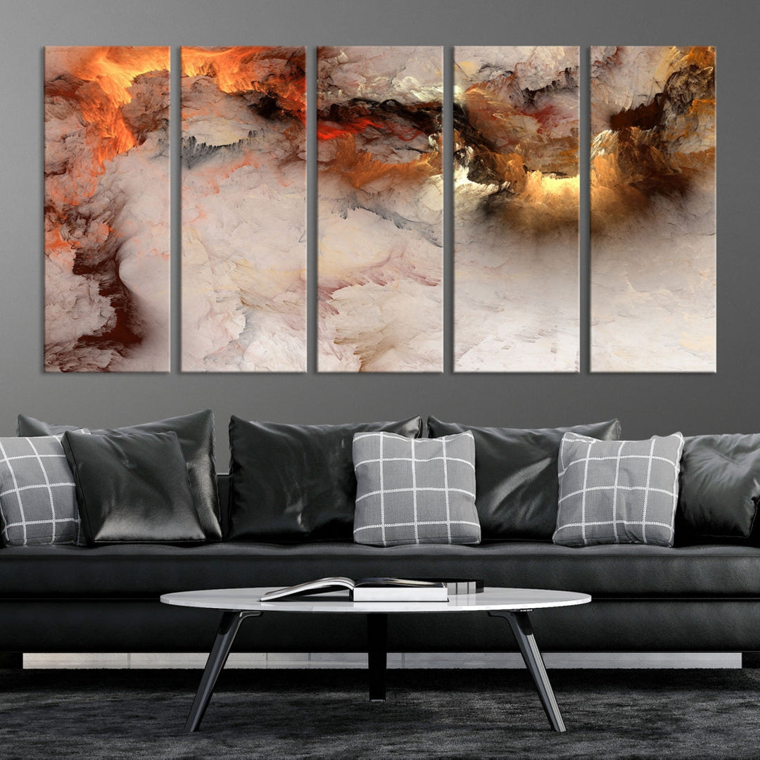 Abstract Smokes Extra Large Canvas Wall Art Print Modern Gray Artwork