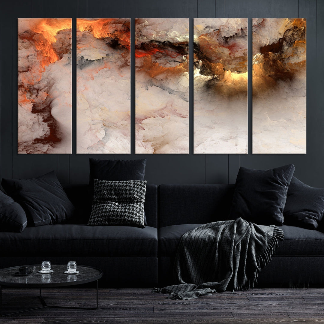 Abstract Smokes Extra Large Canvas Wall Art Print Modern Gray Artwork